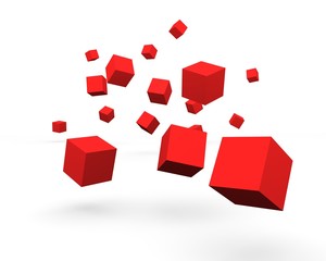 Falling red cubes