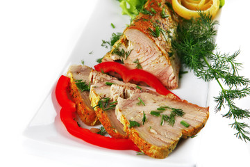 tuna chunk served on white