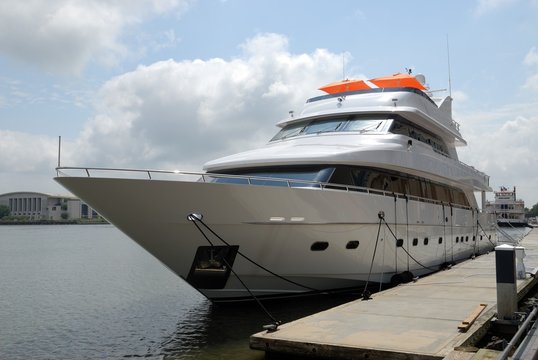 Luxury Yacht Docked Along Savanna River Georgia