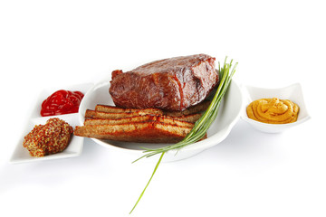 served meat with spices