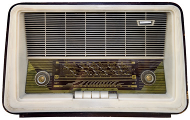 Nostalgic antique radio isolated with clipping path