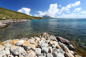 Fototapeta na wymiar Coastline on the island of Saint Kitts.