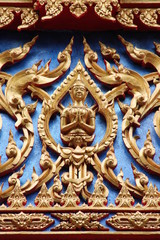 art on gable of temple, Wat Kwan Muang, Borabue, Mahasarakam