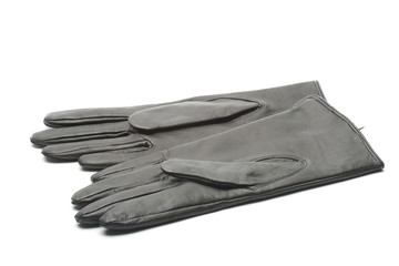 black leather gloves