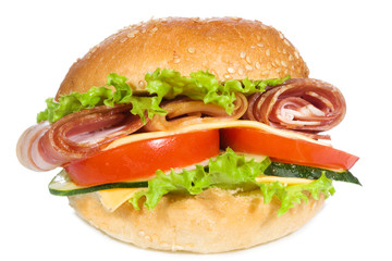 sandwich with ham and vegetables
