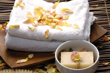 Spa treatment on a bamboo mat