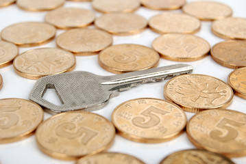 key with coins
