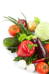 fresh vegetables on the white background