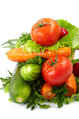 fresh vegetables on the white background