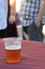 Beer cup on table at a party