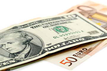 banconote dollaro sopra euro