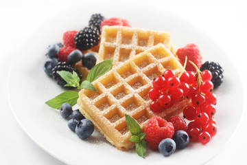 Waffles with Mixed Berries