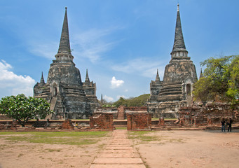 Temples at the Unesco World Heritage Site in Ayuthaya, Thailand.