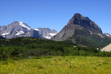 Snow covered peaks in Glacier national park