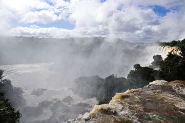 Misty Iguazu waterfalls in Argentina