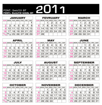Calendário 2011 - Calendar 2011 - Planning Stock Vector | Adobe Stock