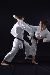 fighting karate couple