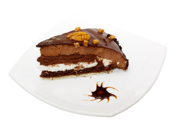 cake truffle with black chocolate sauce