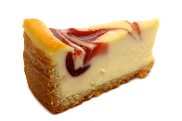 Gourmet slice of cheesecake on the white background