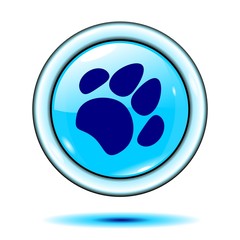 paw button light blue vector