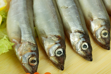 some smelts isolated on white background