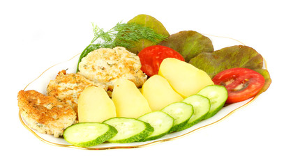 Grilled steak with vegetables