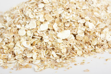 Closeup of oatmeal isolated on white