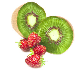 Fototapeta na wymiar kiwi and strawberry. It is isolated on white background.