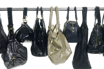 Fashion handbags hanging