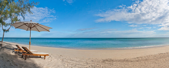 Deckchairs on the beach panorama