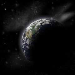Earth in dark space