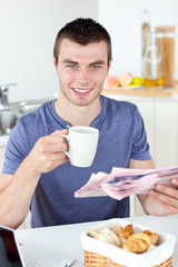 Kind man reading a book