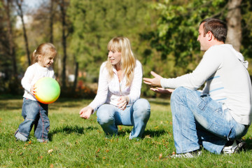 happy family in park