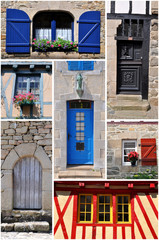 Naklejka premium Composition de fenêtres et portes pittoresques, France