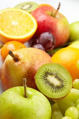 fresh fruits on the white background