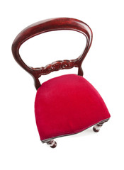 roter polsterstuhl von oben, isoliert