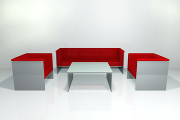 Red sofa set