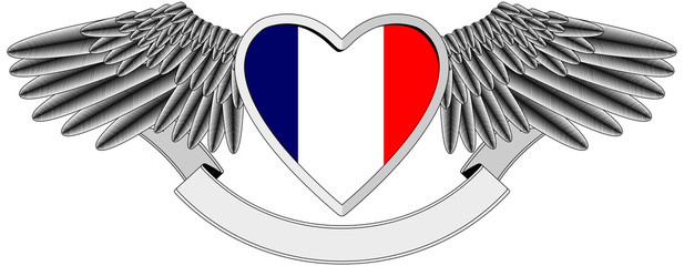 winged heart with French flag