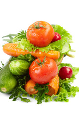 fresh vegetables on the white background