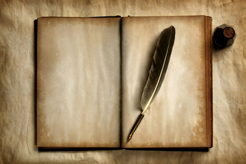 Quill on old book