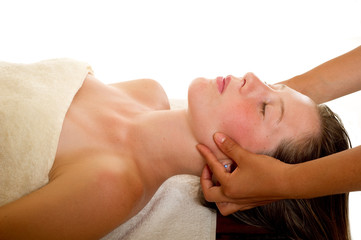 Fototapeta na wymiar face massage - massaggio al viso