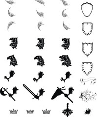 heraldic eagle coat of arms set