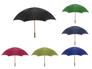 Colored vector umbrellas.