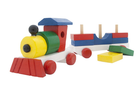 multicolor wooden train