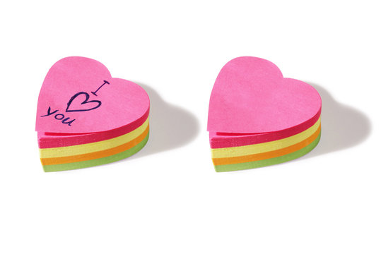 heart shaped post it notes