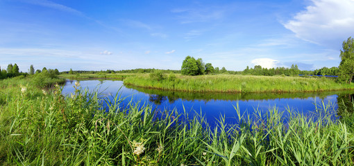 Beautiful panorama of the river of Berezina in Berezinsky reserv