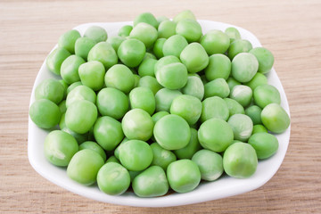 Fresh sweet green peas close-up