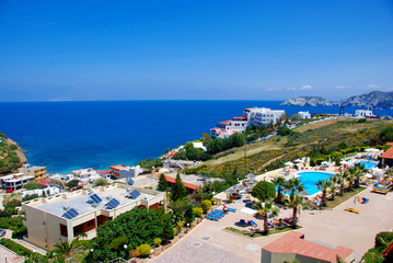Blue sea at hotel in Aghia Pelagia (Crete), Greece