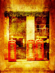 Plakaty  Nieczysty tło z budek telefonicznych w Londynie
