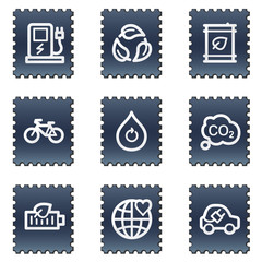 Ecology web icons set 4, navy stamp series
